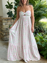 Load image into Gallery viewer, &quot;Abril&quot; Blossom Twisted Ruched Bust Maxi Dress

