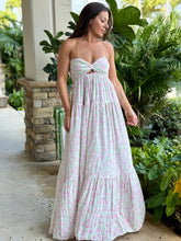Load image into Gallery viewer, &quot;Abril&quot; Blossom Twisted Ruched Bust Maxi Dress
