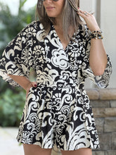 Load image into Gallery viewer, &quot;Sheri&quot; Kimono Sleeve Printed Romper
