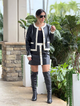 Load image into Gallery viewer, &quot;Emily&quot;  Contrast Trim Vegan Leather Skirt And Jacket Set
