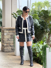 Load image into Gallery viewer, &quot;Emily&quot;  Contrast Trim Vegan Leather Skirt And Jacket Set
