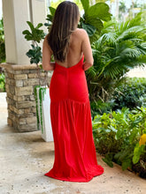 Load image into Gallery viewer, &quot;Tamara&quot; Halter V Deep Neck Ruched Maxi Dress
