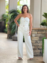 Load image into Gallery viewer, &quot;Layra&quot; Tube Button Down Crop Top And High Waisted Matching Pants
