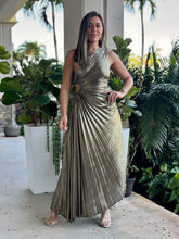 Load image into Gallery viewer, &quot;Chiara&quot; Metallic Cut Out Detail One Shoulder Dress
