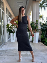 Load image into Gallery viewer, &quot;Alegria&quot; Stretching Metallic Knit Midi Dress
