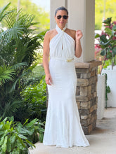 Load image into Gallery viewer, &quot;Marcelle&quot; Halter Gold Accent Maxi Dress
