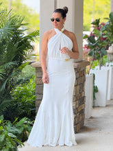 Load image into Gallery viewer, &quot;Marcelle&quot; Halter Gold Accent Maxi Dress
