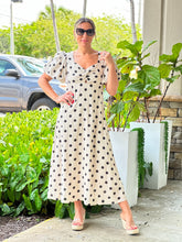 Load image into Gallery viewer, &quot;Francis&quot;Dot Print Midi Dress With Puffy Sleeve
