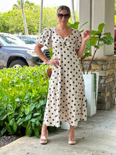 Load image into Gallery viewer, &quot;Francis&quot;Dot Print Midi Dress With Puffy Sleeve
