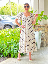 Load image into Gallery viewer, &quot;Francis&quot;Dot Print Midi Dress With Puffy Sleeve
