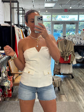 Load image into Gallery viewer, &quot;Kona&quot; Strapless Top With Gold Buttons

