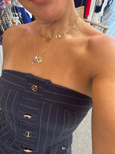 Load image into Gallery viewer, &quot;Claire&quot; Strapless Denim/Linen Gold Buttons Top And Matching Pants
