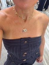 Load image into Gallery viewer, &quot;Claire&quot; Strapless Denim/Linen Gold Buttons Top And Matching Pants
