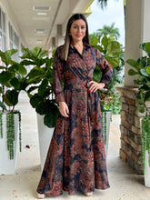 Load image into Gallery viewer, &quot;Francesca&quot; Printed Long Sleeve Wrap Maxi Dress
