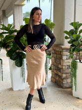 Load image into Gallery viewer, &quot;Anna&quot; Satin Gold Midi Skirt
