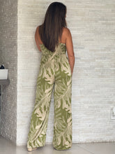Load image into Gallery viewer, &quot;Alana&quot;  Satin Tropical Print Jumpsuit
