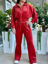 Load image into Gallery viewer, &quot;Aileen&quot; Velour Funnel Neck Jacket Zip Up Pants Set
