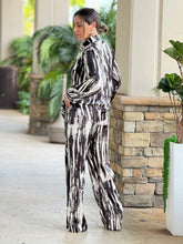 Load image into Gallery viewer, &quot;Sabrina&quot; Satin Printed Long Sleeve Shirt And Matching Pants
