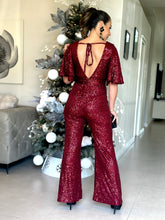 Load image into Gallery viewer, &quot;Alexia&quot; Ruffle Sleeve V-Neck Backless Jumpsuit
