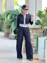 Load image into Gallery viewer, &quot;Maite&quot; Denim Contrast Long Sleeve Jacket And High Waisted Pants Set
