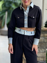 Load image into Gallery viewer, &quot;Maite&quot; Denim Contrast Long Sleeve Jacket And High Waisted Pants Set
