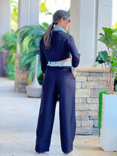 Load image into Gallery viewer, &quot;Maite&quot; Denim Contrast Long Sleeve Jacket And High Waisted Pants Set
