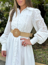 Load image into Gallery viewer, &quot;Oriana&quot; Long Sleeve Button Up White Dress
