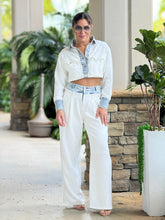 Load image into Gallery viewer, &quot;Maite&quot; Denim Contrast Long Sleeve Jacket And High Waisted Pants Set
