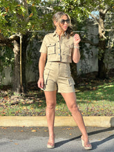 Load image into Gallery viewer, &quot;Ellie&quot;Stretching  Cargo Shorts And Short Sleeve Top Set
