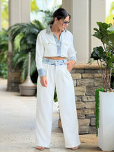 Load image into Gallery viewer, &quot;Maite&quot; Denim Contrast Long Sleeve Jacket And High Waisted Pants Set
