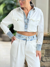 Load image into Gallery viewer, &quot;Maite&quot; Denim Contrast Long Sleeve Jacket And High Waisted Pants Set
