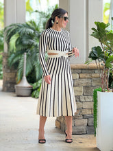 Load image into Gallery viewer, &quot;Ravenna&quot; Knit Long Sleeve Striped Midi Dress
