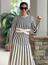 Load image into Gallery viewer, &quot;Ravenna&quot; Knit Long Sleeve Striped Midi Dress
