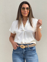 Load image into Gallery viewer, &quot;Katie&quot; Silky V-Neck Short Sleeve Blouse
