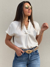 Load image into Gallery viewer, &quot;Katie&quot; Silky V-Neck Short Sleeve Blouse
