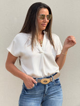 Load image into Gallery viewer, &quot;Katie&quot; Silky V-Neck Short Sleeve Blouse

