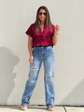 Load image into Gallery viewer, &quot;Katie&quot; Silky V-Neck Short Sleeve Blouse
