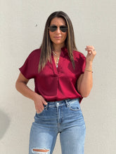 Load image into Gallery viewer, &quot;Katie&quot; Silky V-Neck Short Sleeve Blouse
