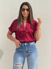 Load image into Gallery viewer, &quot;Katie&quot; Silky V-Neck Short Sleeve Blouse
