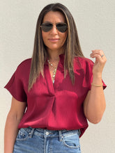 Load image into Gallery viewer, &quot;Katie&quot; Silky V-Neck Short Sleeve Blouse
