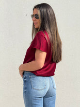Load image into Gallery viewer, &quot;Katie&quot; Silky V-Neck Short Sleeve Blouse
