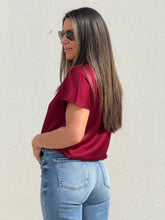 Load image into Gallery viewer, &quot;Katie&quot; Silky V-Neck Short Sleeve Blouse
