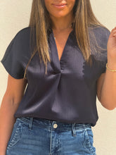Load image into Gallery viewer, &quot;Katie&quot; Silky V-Neck Short Sleeve Blouse
