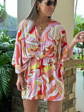 Load image into Gallery viewer, &quot;Marla&quot; Kimono Sleeve Tie Back Neck Elastic Waisted Romper
