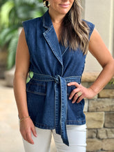 Load image into Gallery viewer, &quot;Guada&quot; Denim Belted Vest
