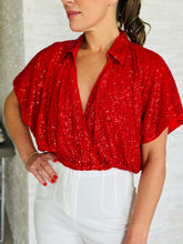 Load image into Gallery viewer, &quot;Christy&quot; Sequins Short Sleeve Crop Top
