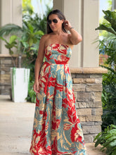 Load image into Gallery viewer, &quot;Belle&quot; Printed Satin Strapless Jumpsuit
