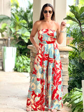 Load image into Gallery viewer, &quot;Belle&quot; Printed Satin Strapless Jumpsuit
