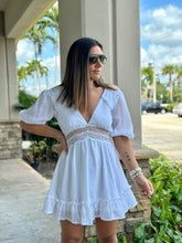 Load image into Gallery viewer, &quot;Iris&quot; Puffy Sleeve V Neck Mini Dress
