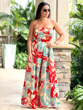 Load image into Gallery viewer, &quot;Belle&quot; Printed Satin Strapless Jumpsuit
